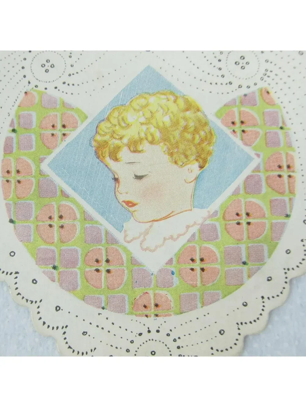 Vintage Valentine Card 1920s Cut-Out Heart Blonde Child Carrington Chicago USA